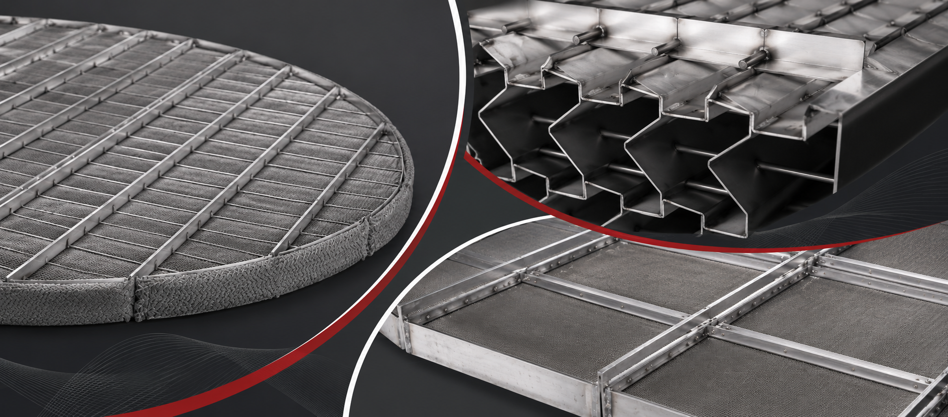 mist eliminator pads, vane separators and wedge wire from AMACS